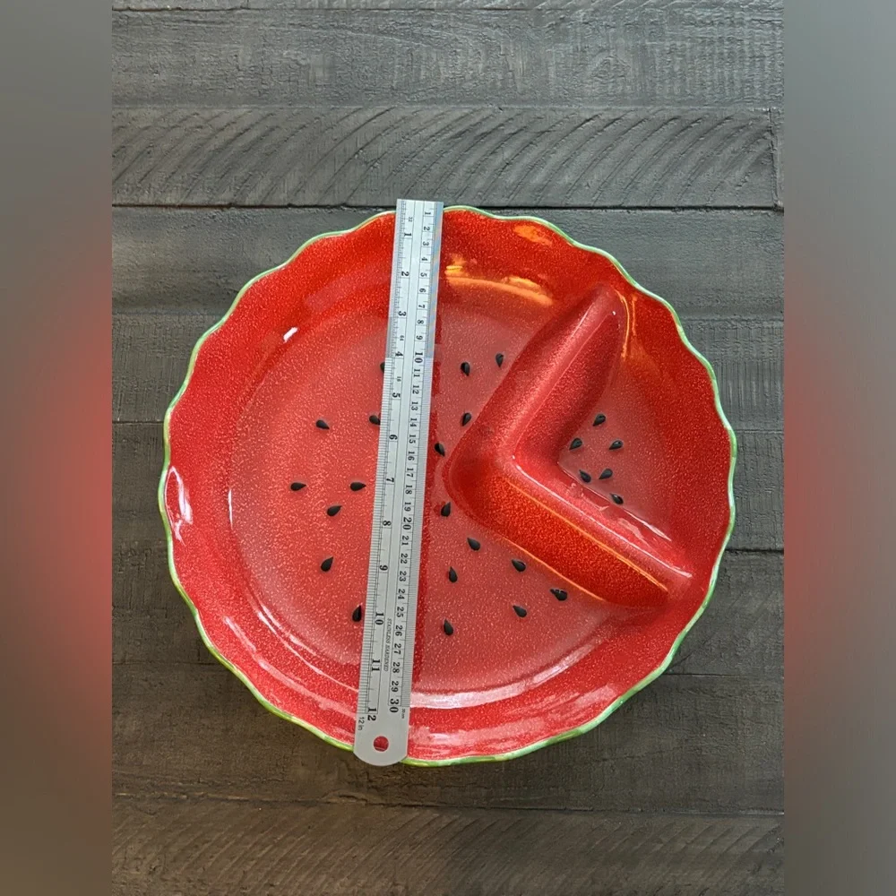 Williams Sonoma Watermelon Scalloped Divider Dish